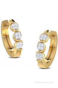 CaratLane S' Cluster s 18 K Diamond Gold Huggie Earring